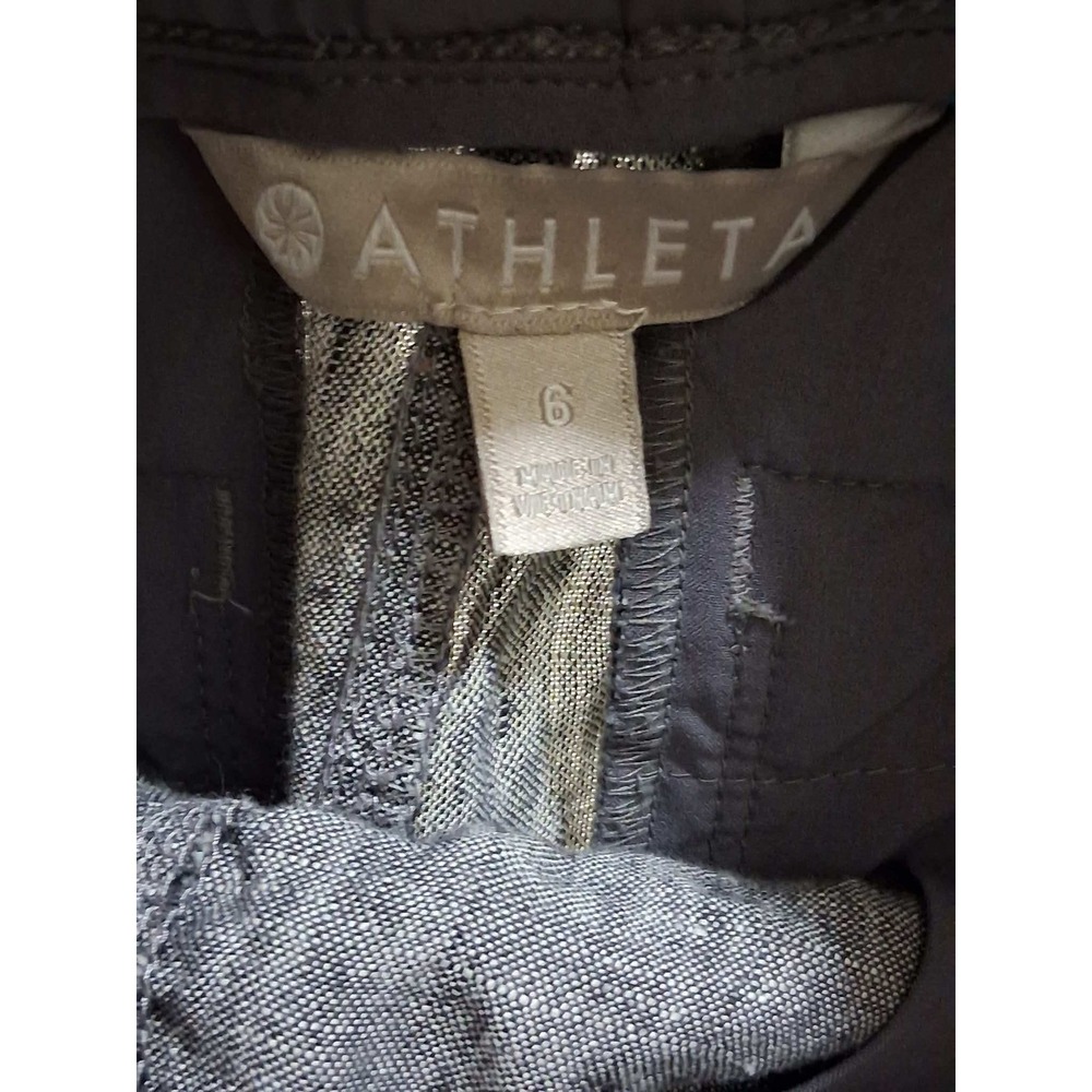 Athleta Grey Linen Blend Athletic Shorts Women's Size 6 Drawstring Elastic Waist - Picture 3 of 8